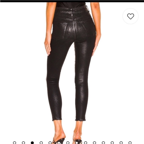 Free people] Black Leather effect distressed Jean - Picture 5 of 11